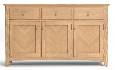 Product photograph of Celina Parquet Style Light Oak Large Sideboard 135cm W With 3 Parquet Doors And 3 Drawers from Choice Furniture Superstore
