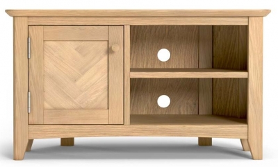 Product photograph of Celina Parquet Style Light Oak Corner Tv Unit 90cm W With Storage For Television Upto 32in Plasma from Choice Furniture Superstore