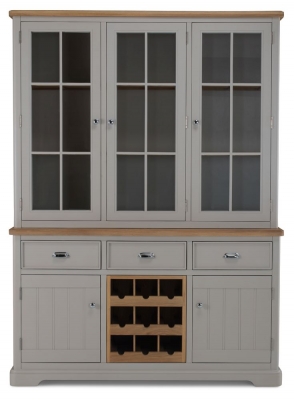 Product photograph of Shallotte Grey And Oak Top Dresser With Wine Rack from Choice Furniture Superstore