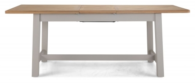 Shallotte Grey and Parquet Oak Top Dining Table, 160cm-200cm Seats 6 to 8 Diners Extending Rectangular Top