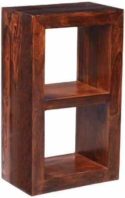 Product photograph of Cube Honey Lacquered Sheesham 2 Hole Cube from Choice Furniture Superstore