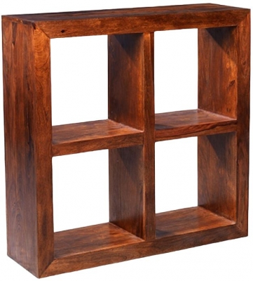 Product photograph of Cube Honey Lacquered Sheesham 4 Hole Cube from Choice Furniture Superstore