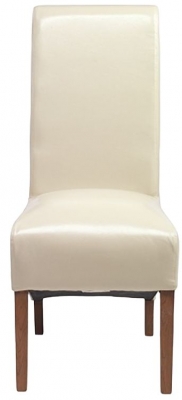 Cube Honey Lacquered Sheesham Dining Chair, Scroll Back with Bi-Cast Leather (Sold in Pairs)