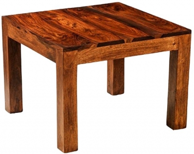 Cube Honey Lacquered Sheesham Square Coffee Table