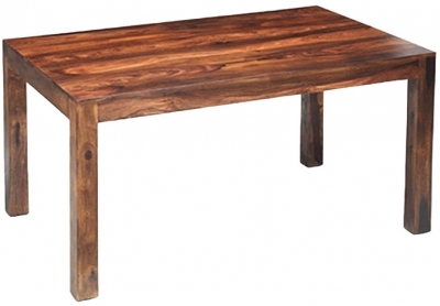 Cube Honey Lacquered Sheesham Dining Table, 138cm Rectangular Top, Seats 4 to 6 Diners