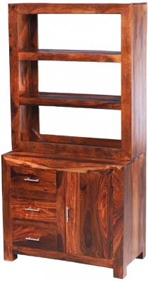 Product photograph of Cube Honey Lacquered Sheesham Dresser from Choice Furniture Superstore