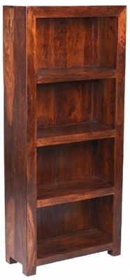 Product photograph of Cube Honey Lacquered Sheesham Bookcase 175cm H from Choice Furniture Superstore