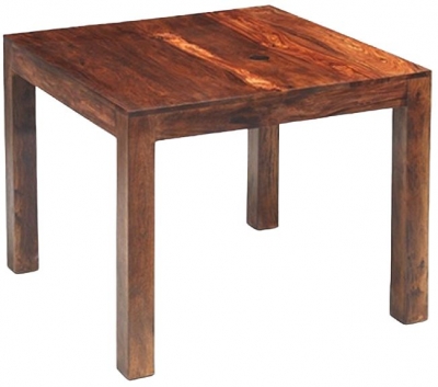 Cube Honey Lacquered Sheesham Dining Table, 88cm Square Top, Seats 2 Diners