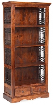 Product photograph of Indian Sheesham Solid Wood Bookcase 3 Shelves With 2 Bottom Drawers from Choice Furniture Superstore