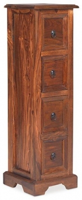 Product photograph of Indian Sheesham Solid Wood Chunky Cd Unit With 4 Storage Drawers from Choice Furniture Superstore