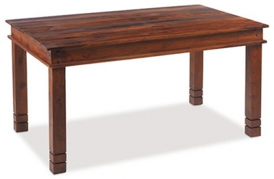 Indian Sheesham Solid Wood Chunky Dining Table, 118cm Seats 4 Diners Rectangular Top