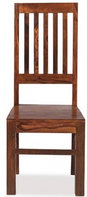 Product photograph of Indian Sheesham Solid Wood Slatted Back Dining Chair Sold In Pairs from Choice Furniture Superstore