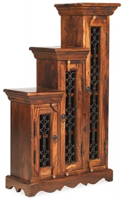 Indian Sheesham Solid Wood Highest Right CD Step Step Storage Unit