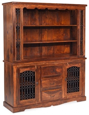 Product photograph of Indian Sheesham Solid Wood Large Buffet Hutch 150cm W from Choice Furniture Superstore