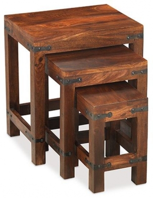 Indian Sheesham Solid Wood Nest of Tables, Set of 3