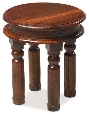 Product photograph of Indian Sheesham Solid Wood Round Side Table from Choice Furniture Superstore