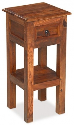 Indian Sheesham Solid Wood Narrow Telephone Table with Bottom Shelf