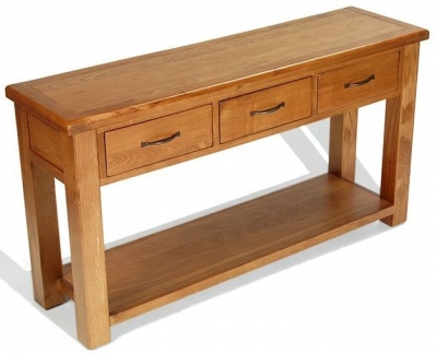 Product photograph of Arles Oak Large Console Table With 3 Drawers from Choice Furniture Superstore