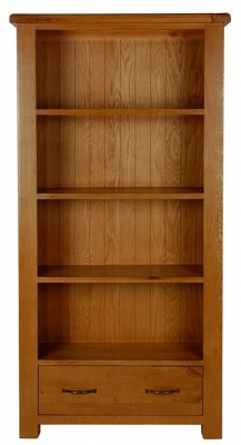 Product photograph of Arles Oak Large Bookcase 180cm H With 1 Bottom Storage Drawer from Choice Furniture Superstore