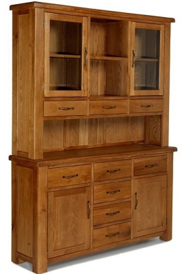 Product photograph of Arles Oak Large Buffet Hutch 150cm W from Choice Furniture Superstore