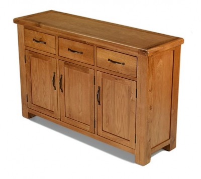 Product photograph of Arles Oak Medium Sideboard 135cm W With 3 Doors And 3 Drawers from Choice Furniture Superstore