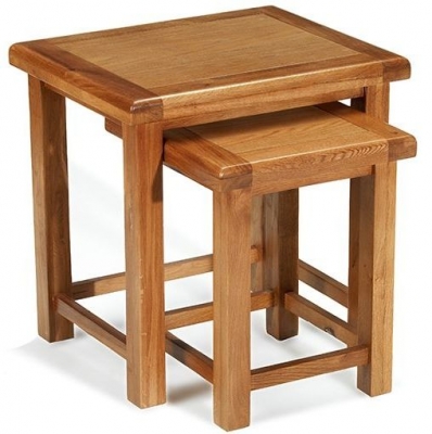 Product photograph of Arles Oak Nest Of Tables Set Of 2 from Choice Furniture Superstore
