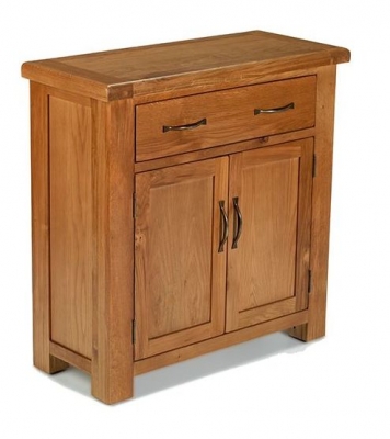 Product photograph of Arles Oak Petite Compact Sideboard 85cm W With 2 Doors And 1 Drawer from Choice Furniture Superstore