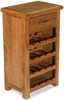 Product photograph of Arles Oak Petite 1 Drawer Wine Rack from Choice Furniture Superstore