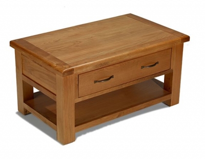 Product photograph of Arles Oak Coffee Table With 4 Drawers Storage from Choice Furniture Superstore