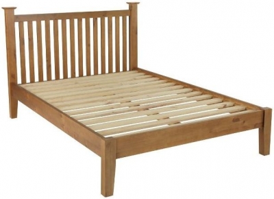 Product photograph of Henbury Lacquered Pine Bed Frame Low Foot End With Slatted Headboard from Choice Furniture Superstore