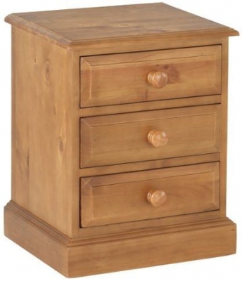 Product photograph of Henbury Lacquered Pine Narrow Bedside Cabinet 3 Drawers from Choice Furniture Superstore