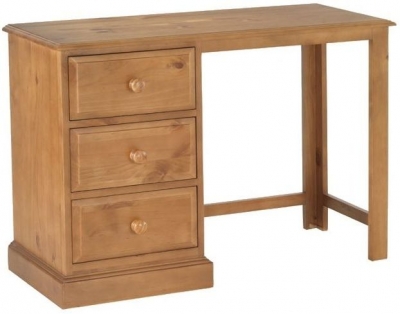 Product photograph of Henbury Lacquered Pine Dressing Table - 3 Drawers Single Pedestal from Choice Furniture Superstore