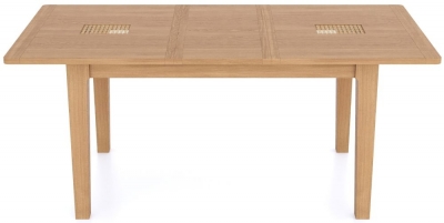 Henley Oak and Rattan Dining Table, 140cm to 180cm Extending Rectangular Top, Seats 4 Diners