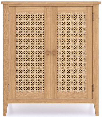Product photograph of Henley Oak And Rattan Hall Cabinet - 2 Doors from Choice Furniture Superstore