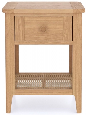 Product photograph of Henley Oak And Rattan Side Table With 1 Drawer from Choice Furniture Superstore