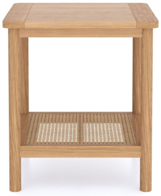 Product photograph of Henley Oak And Rattan Side Table With Bottom Shelf from Choice Furniture Superstore