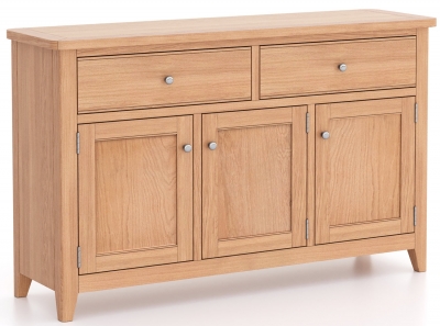 Arden Natual Oak Medium Sideboard 115cm With 3 Doors And 2 Drawers