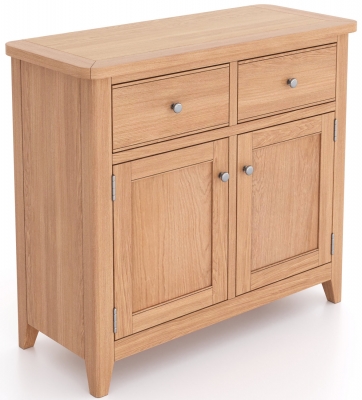 Arden Natual Oak Standard Small Sideboard 90cm With 2 Doors And 2 Drawers