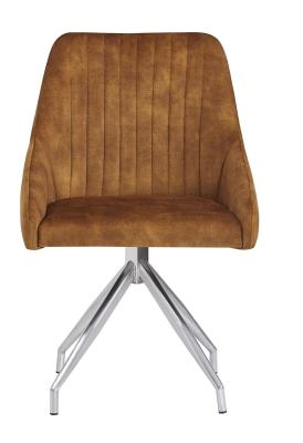 Hico S Mustard Velvet Fabric And Silver Swivel Dining Chair Sold In Pairs