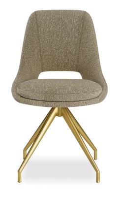 Kieler S Boucle Stone Fabric And Gold Swivel Dining Chair Sold In Pairs