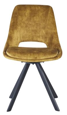 Kieler S Mustard Velvet Fabric Swivel Dining Chair Sold In Pairs