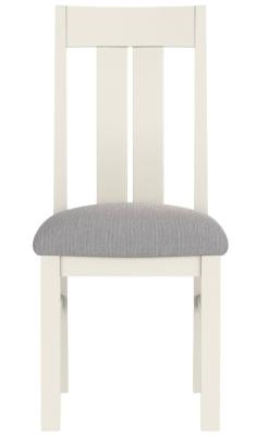 Arden Painted Oak Slatted Back Dining Chair Upholstered Padded Seat Sold In Pairs