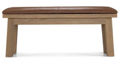 Bourg Rough Sawn Brown Faux Leather Dining Bench