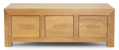 Product photograph of Moran Oak 3 Drawer Coffee Table from Choice Furniture Superstore