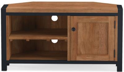 Elias Solid Acacia Wood Corner Tv Unit 95cm With Storage For Television Upto 32in Plasma