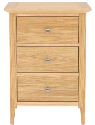 Product photograph of Salvo Oak 3 Drawer Bedside Cabinet from Choice Furniture Superstore