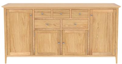 Salvo Oak 4 Door 5 Drawer Long Sideboard