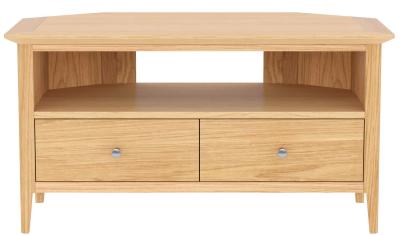 Salvo Oak Corner Tv Unit 90cm With Storage For Television Upto 32in Plasma