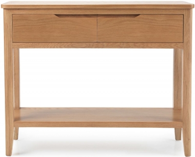 Product photograph of Asby Scandinavian Style Oak Console Table 2 Drawers With Bottom Shelf from Choice Furniture Superstore