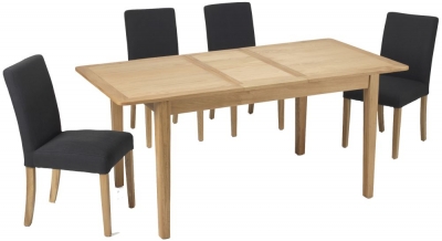 Product photograph of Asby Scandinavian Style Oak Dining Set 140cm To 180cm Rectangular Extending Top Seats 4 To 8 Diners - Dark Grey Fabric Chairs from Choice Furniture Superstore